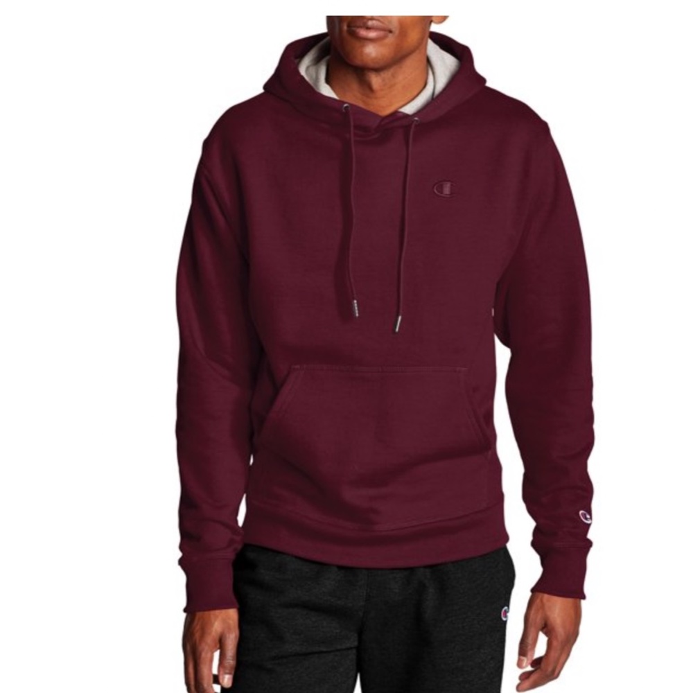 Mens Champion Burgundy Hoodie Size Medium